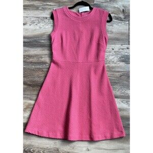 NWT Loft  Women's Size 2 Dress Fit Flare Sleeveless Textured Zip Back Pink